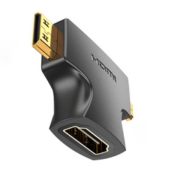 Adapter 2w1 HDMI do Micro/Mini HDMI Vention AGFB0 4K 30Hz (czarny)