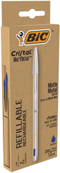 Długopis Cristal Renew Metal BIC niebieski pudełko 1+wkład 2szt