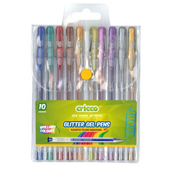 Długopisy Żelowe Brokatowe Cricco 10 kolorów