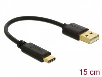 KABEL USB-C(M)->USB-A(M) 2.0 0.15M CZARNY DELOCK