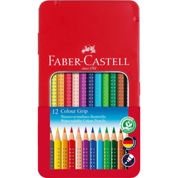 Kredki ołówkowe Grip 2001 Faber-Castell 12 kolorów opakowanie metalowe