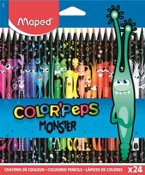 Kredki ołówkowe trójkątne Colorpeps Monster Maped  w czarnej obudowie 24 kolory