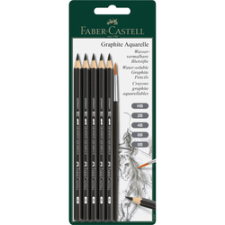Ołówek akwarelowy Faber-Castell 5 sztuk HB,2B,4B,6B,8B + pędzelek blister